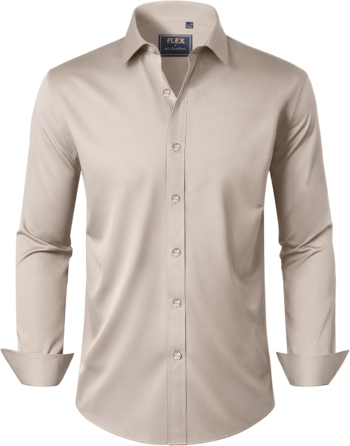 J.VER Men's Dress Shirts Solid Long Sleeve Stretch Wrinkle-Free Formal Shirt Business Casual Button Down Shirts