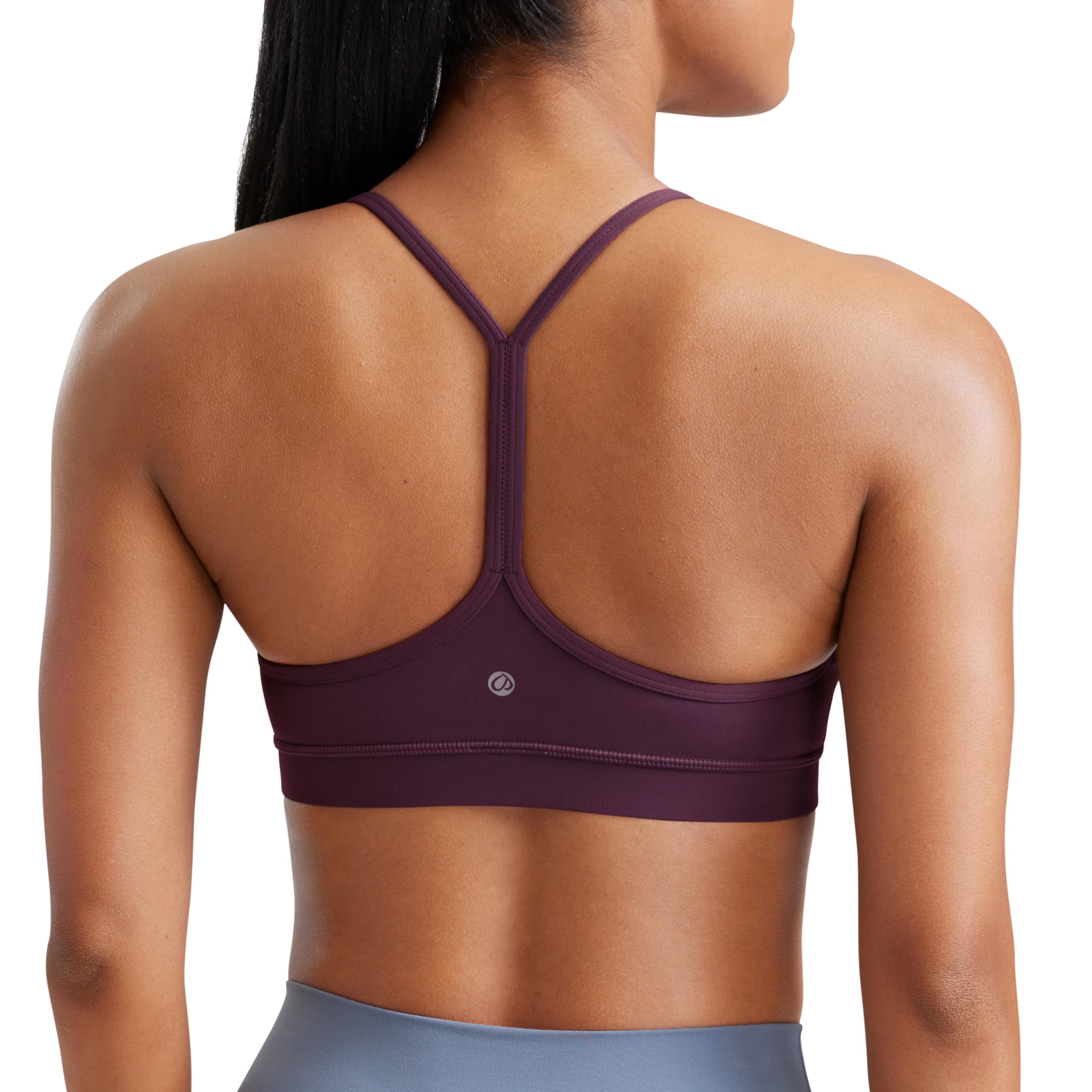 CRZ YOGA Butterluxe Y Back Sports Bras for Women - Padded Racerback Low Impact Spaghetti Thin Strap Workout Yoga Top