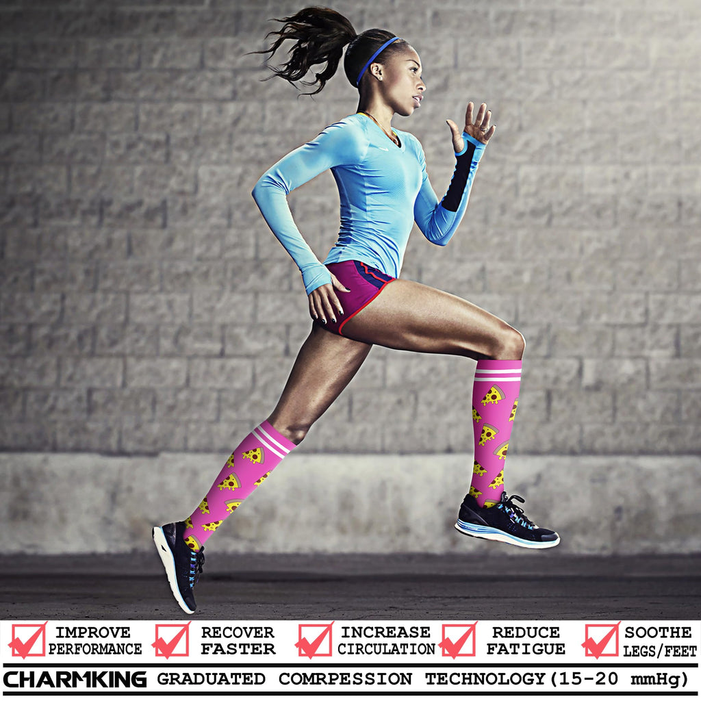CHARMKING Compression Socks for Women & Men Circulation (8 Pairs) 15-20 mmHg is Best Support for Athletic Running,Cycling