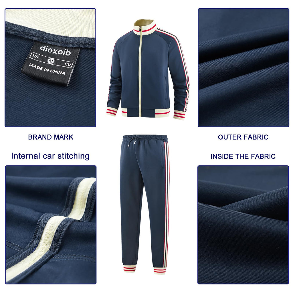 dioxoib Men Track Suits Sets Long Sleeve Full-zip Sweatsuit Active Jackets and Pants 2 Piece Outfits