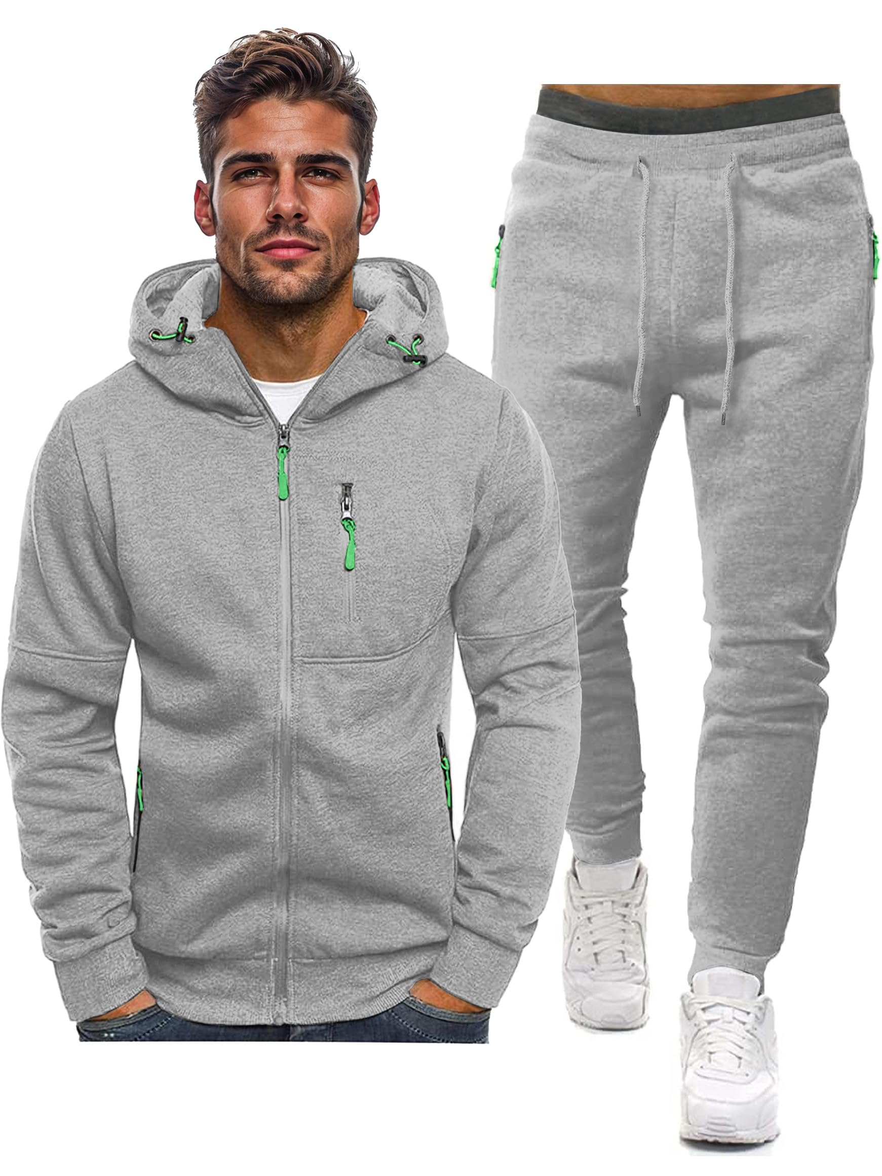 Hakjay Sweatsuits for Men 2 Piece Hoodie Men's Jogging Tracksuit Set Casual Athletic Long Sleeve Outfit Pullover Suit Set