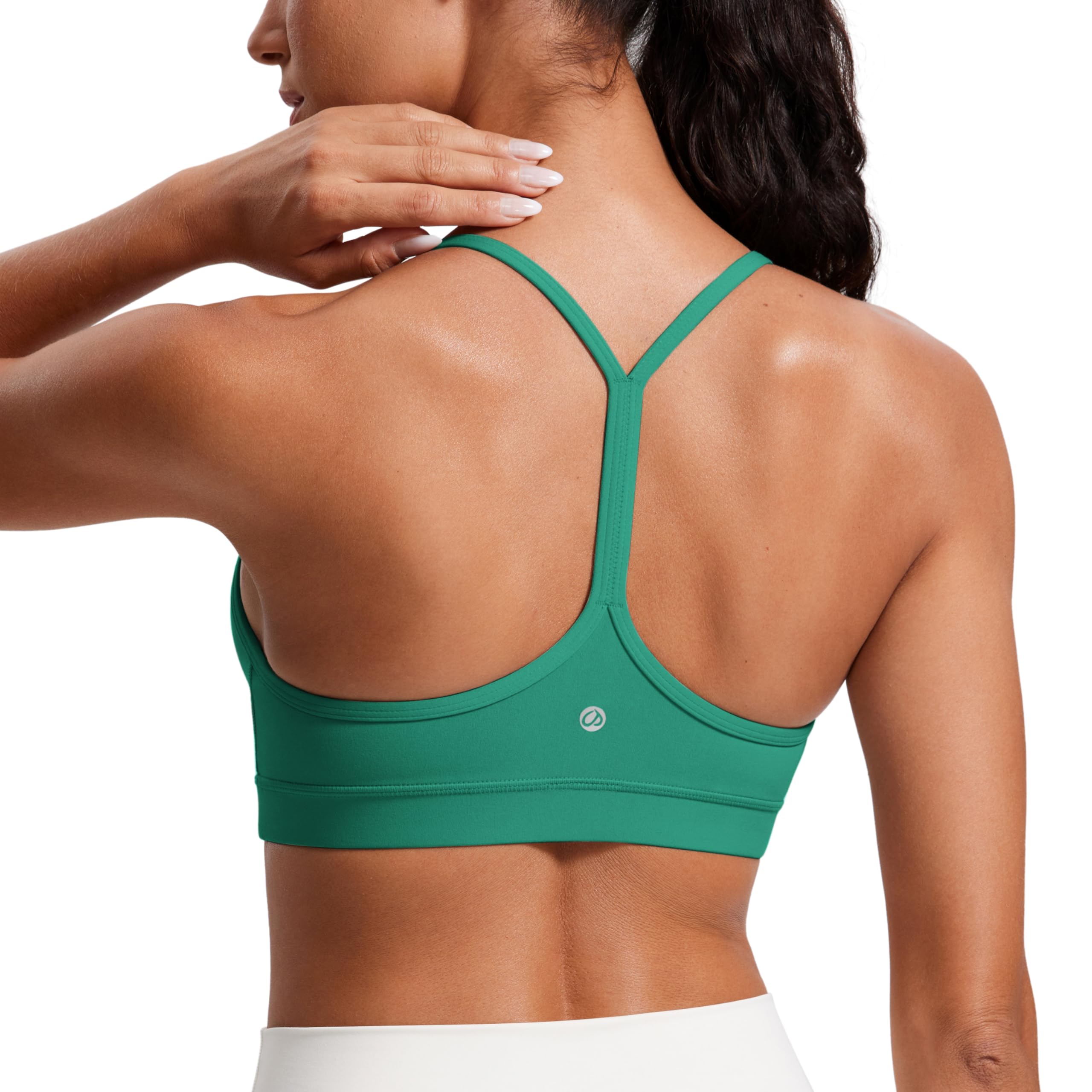 CRZ YOGA Butterluxe Y Back Sports Bras for Women - Padded Racerback Low Impact Spaghetti Thin Strap Workout Yoga Top