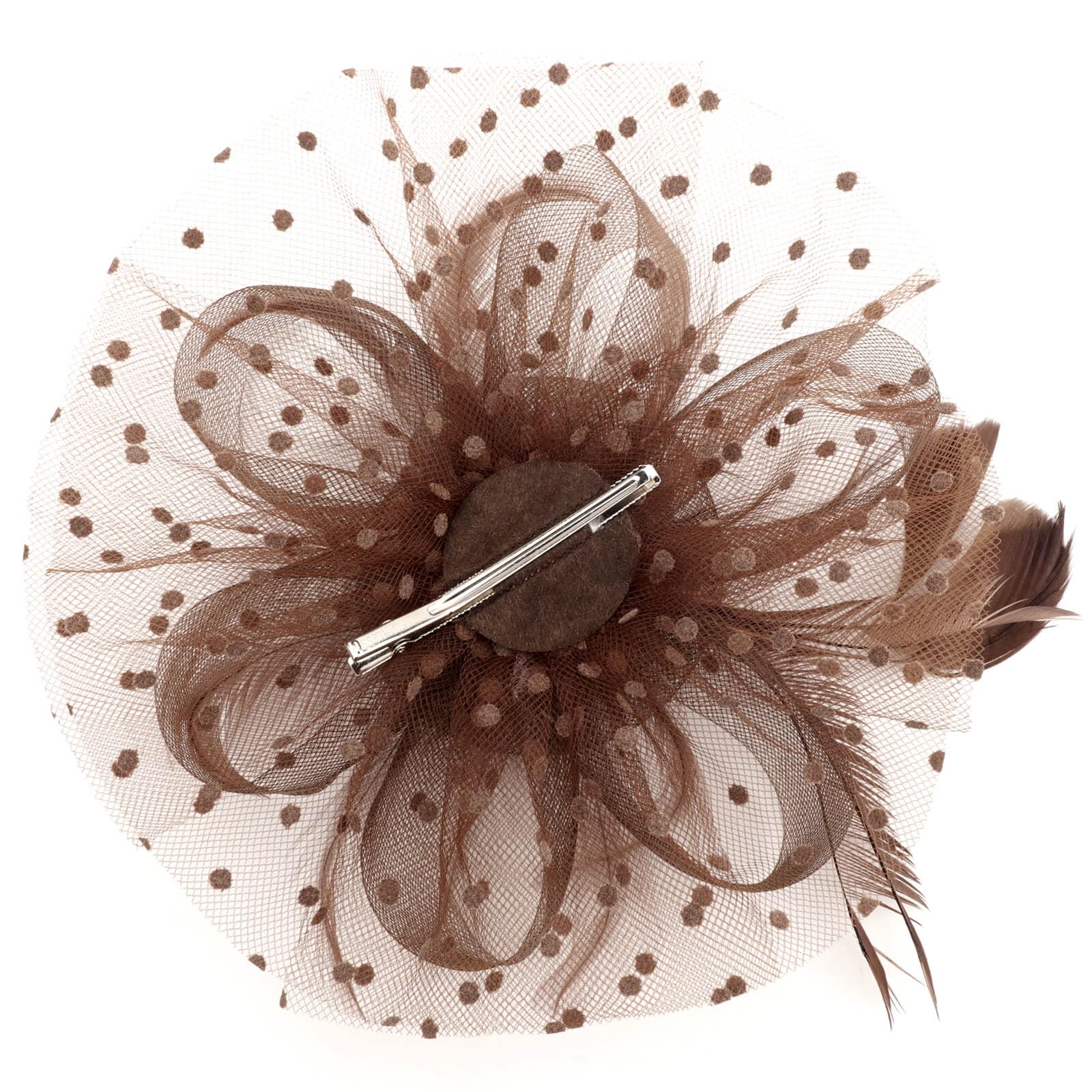 DRESHOW Fascinators Hat Flower Mesh Ribbons Feathers on a Headband and a Clip Tea Party Headwear for Girls and Women