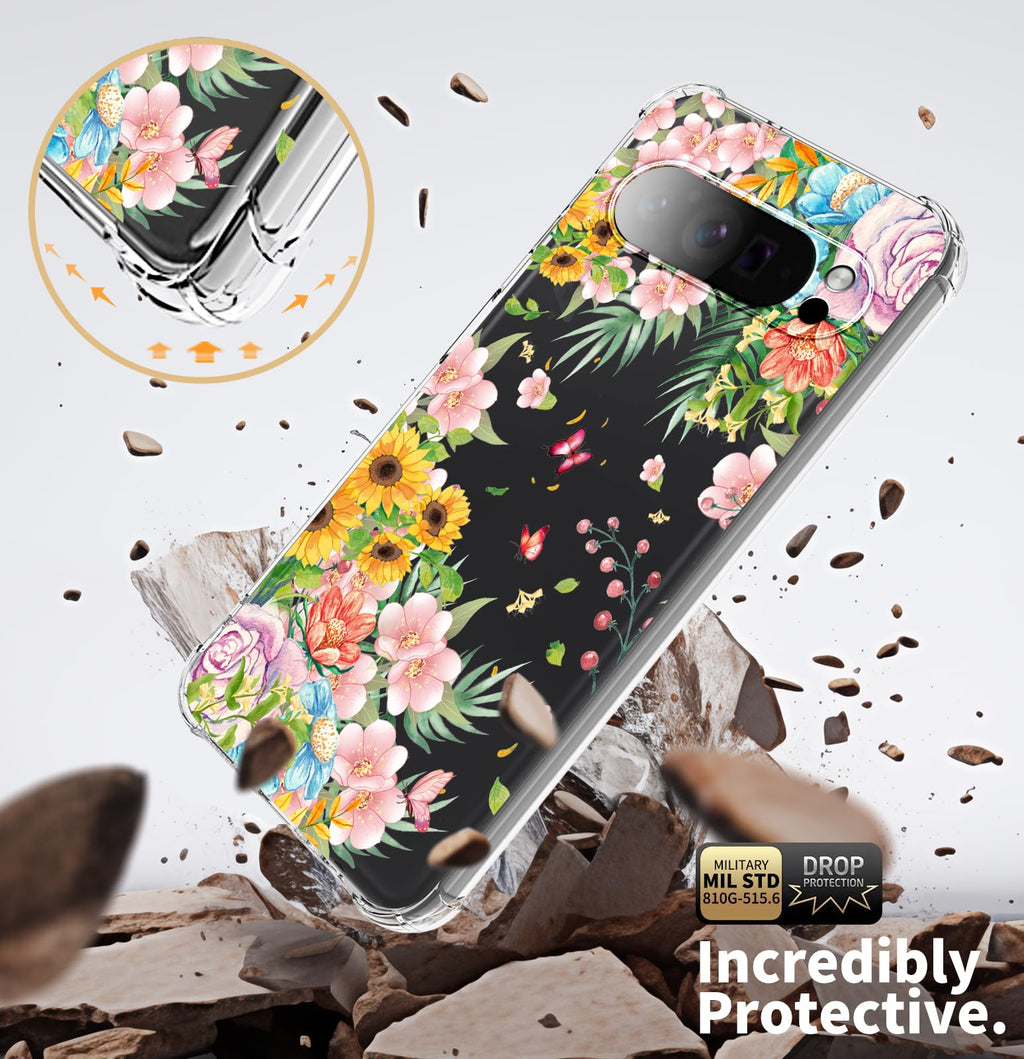 Floral Clear Protective Phone Case for Google Pixel 10 Pro