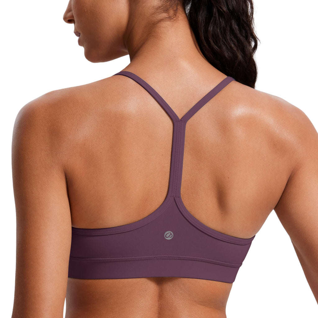 CRZ YOGA Butterluxe Y Back Sports Bras for Women - Padded Racerback Low Impact Spaghetti Thin Strap Workout Yoga Top