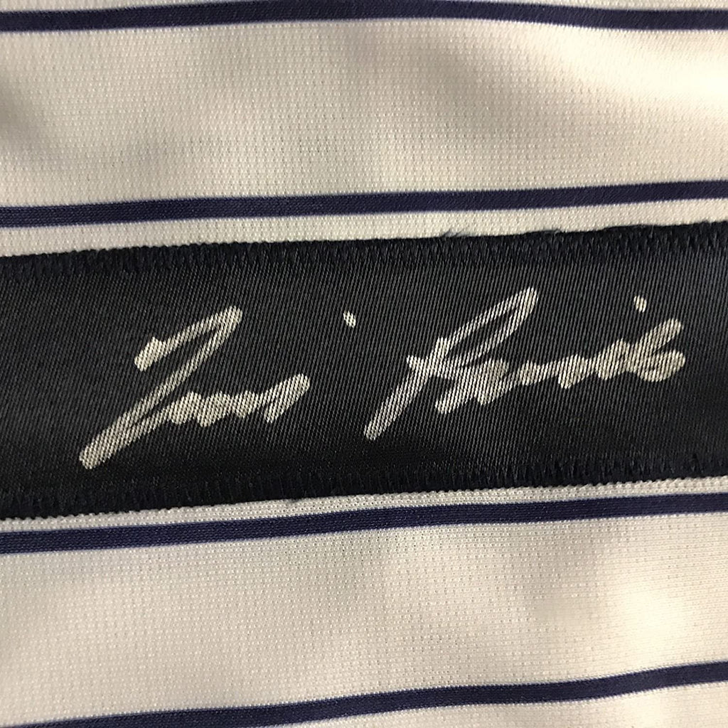 Framed Autographed/Signed Tim Raines 35x39 New York Pinstripe Baseball Jersey JSA COA