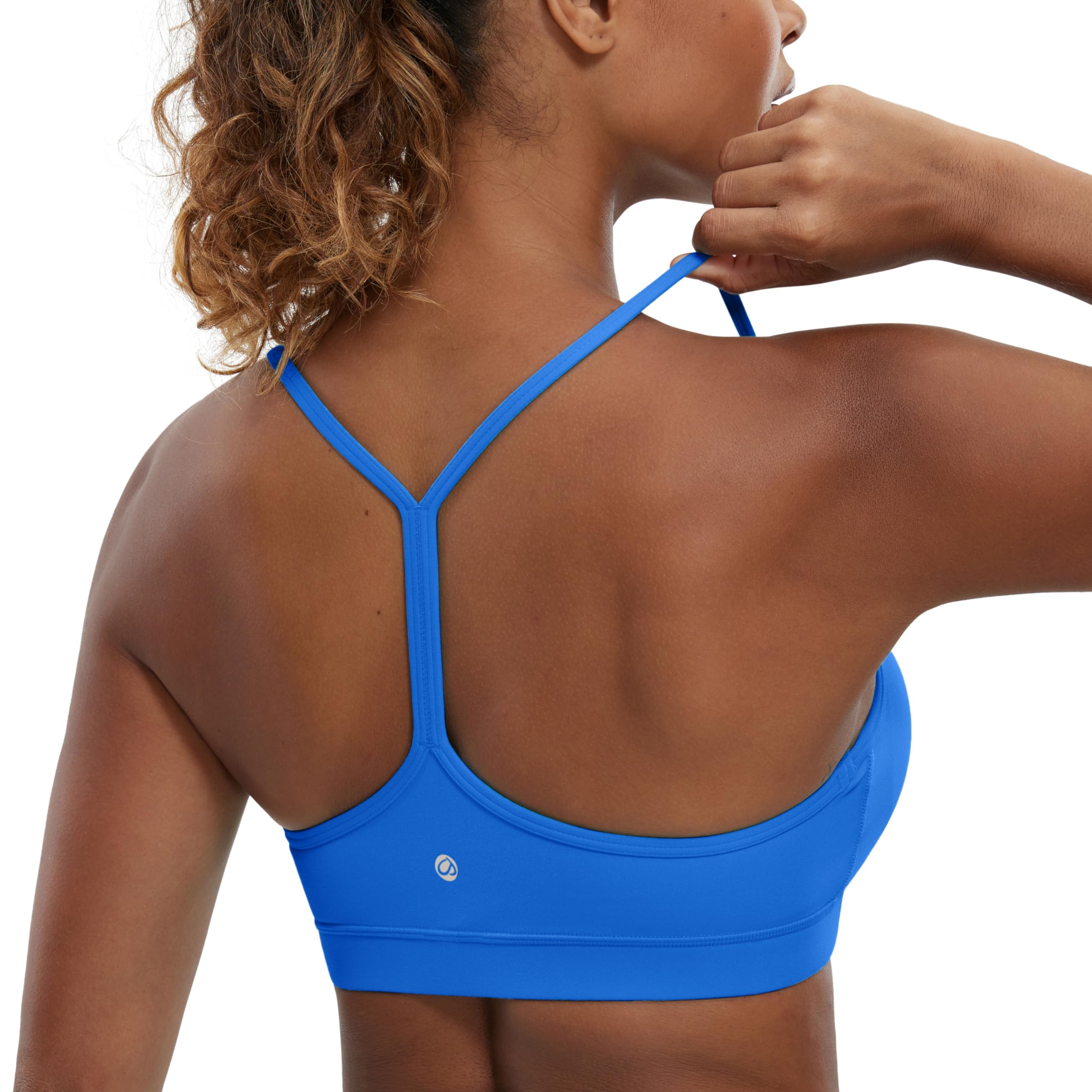 CRZ YOGA Butterluxe Y Back Sports Bras for Women - Padded Racerback Low Impact Spaghetti Thin Strap Workout Yoga Top