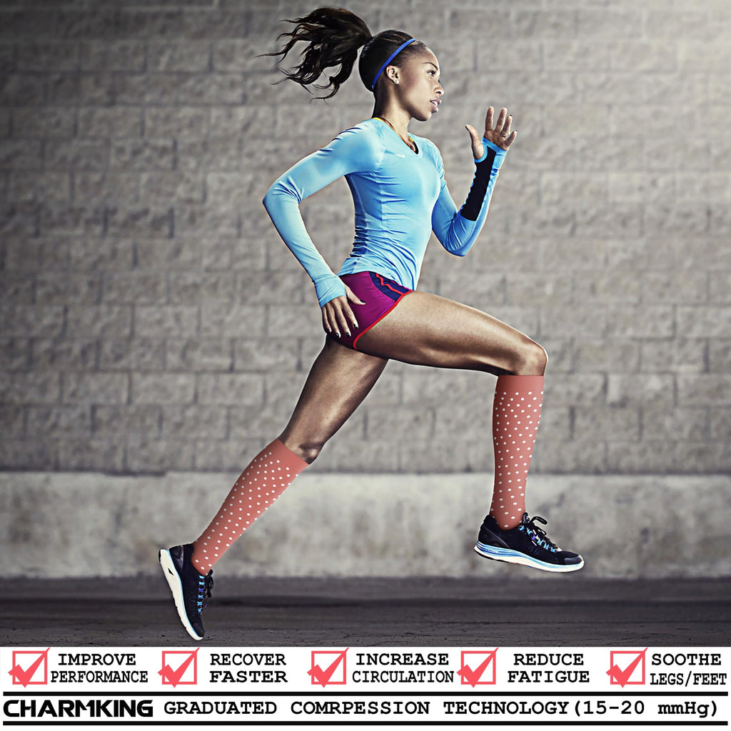 CHARMKING Compression Socks for Women & Men Circulation (8 Pairs) 15-20 mmHg is Best Support for Athletic Running,Cycling