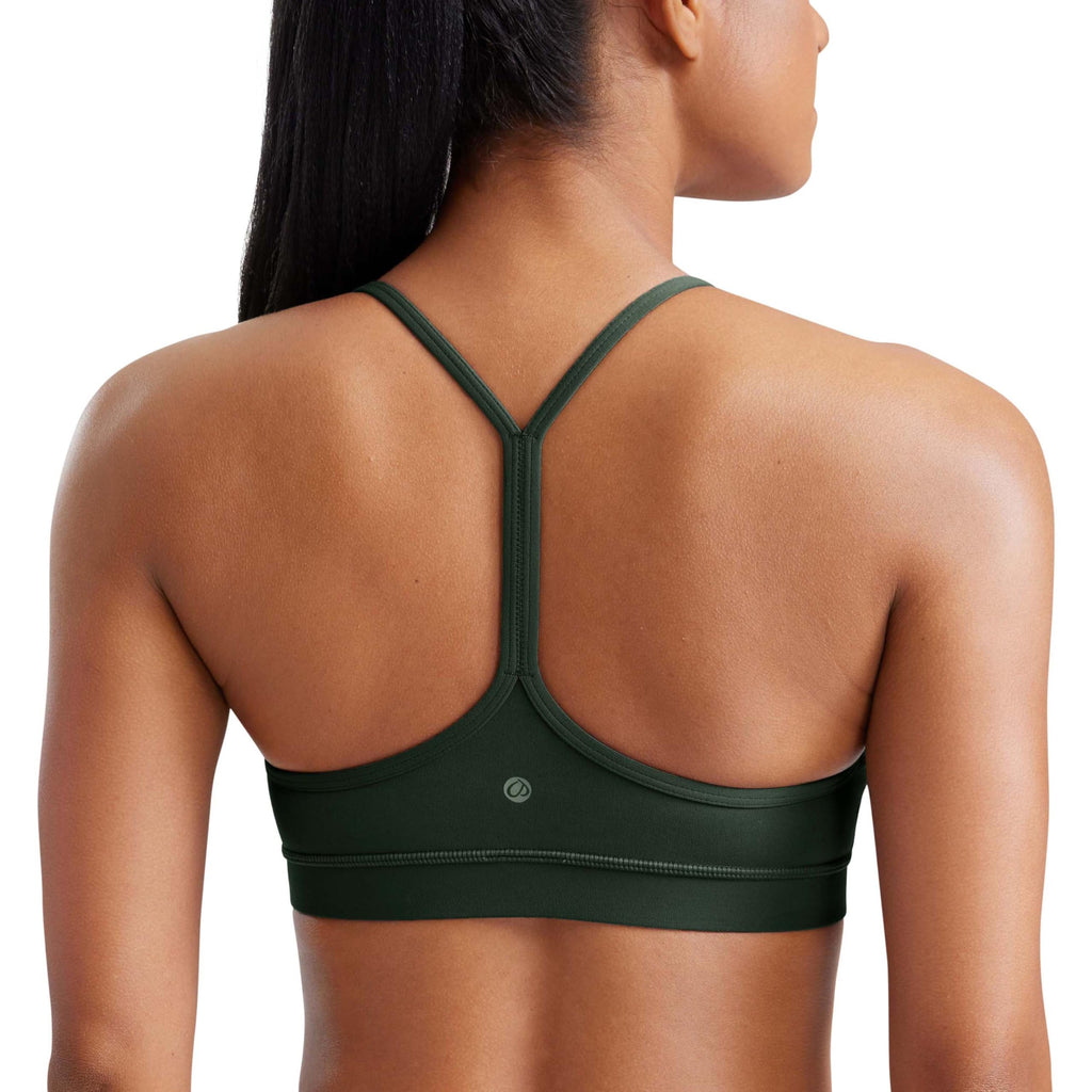 CRZ YOGA Butterluxe Y Back Sports Bras for Women - Padded Racerback Low Impact Spaghetti Thin Strap Workout Yoga Top