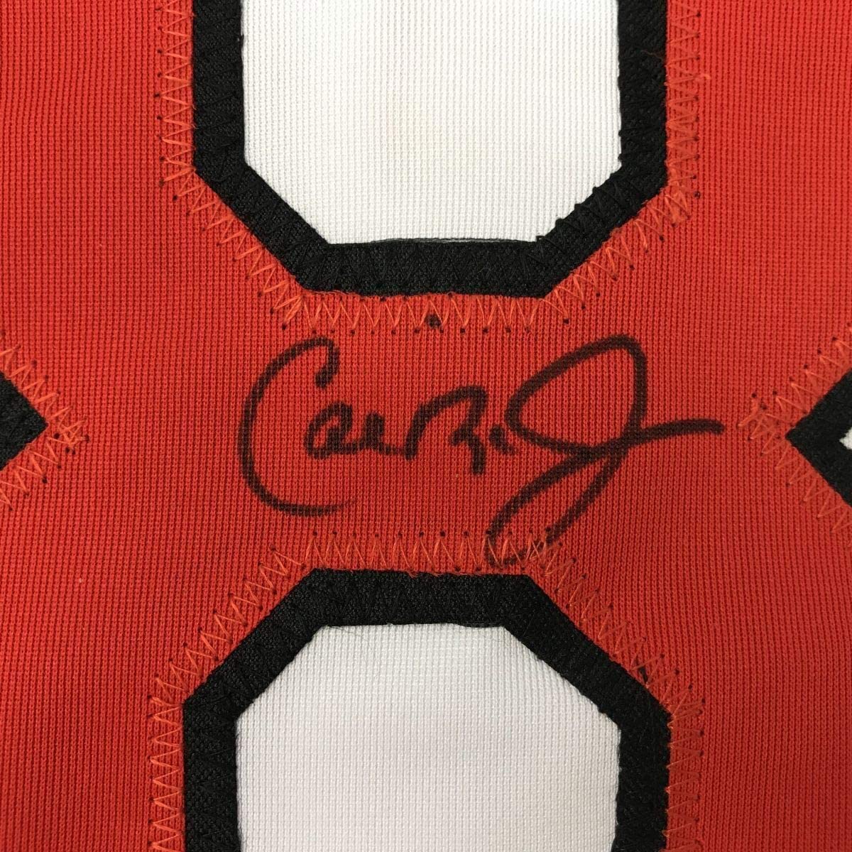 Framed Autographed/Signed Cal Ripken Jr. 35x39 Baltimore White Baseball Jersey JSA COA