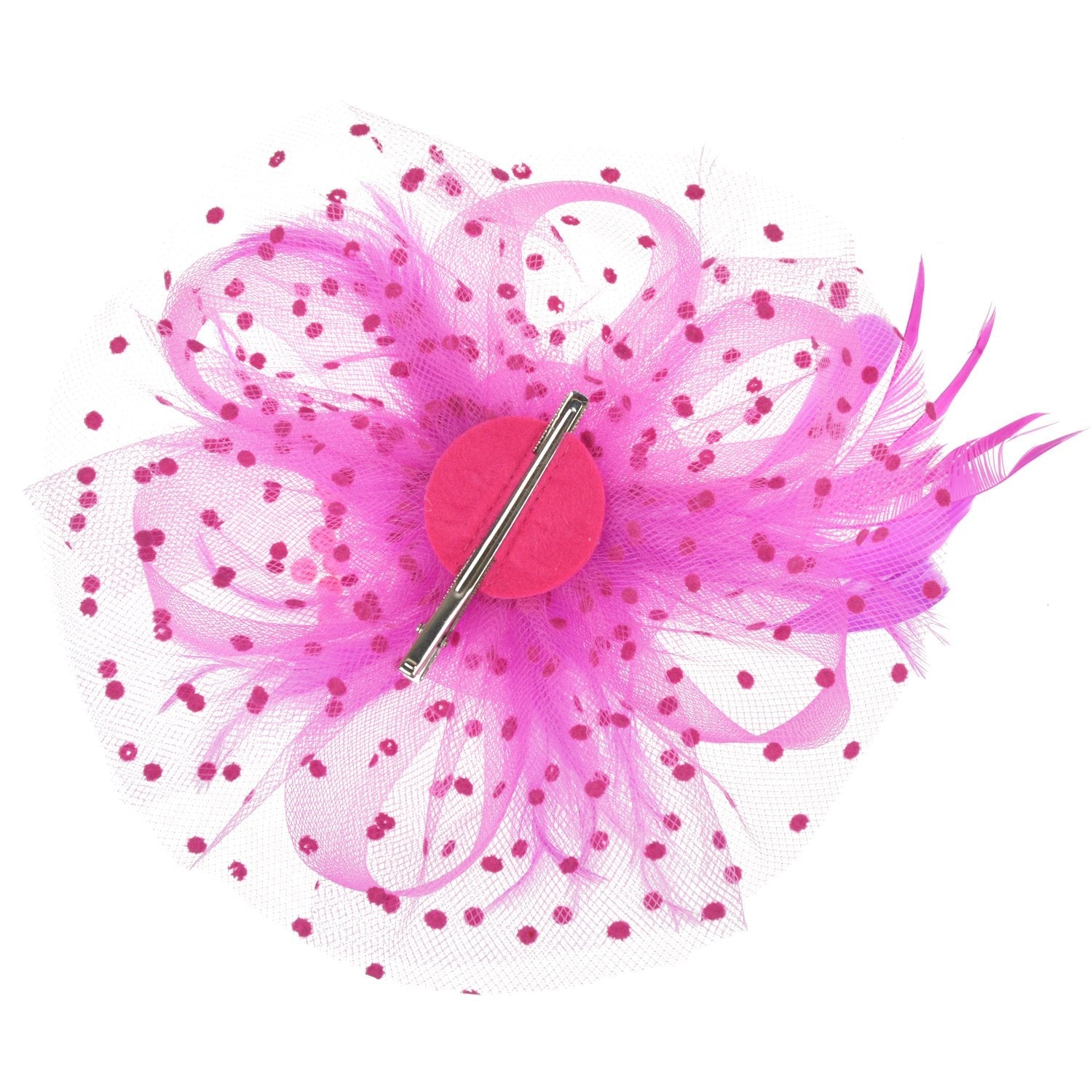 DRESHOW Fascinators Hat Flower Mesh Ribbons Feathers on a Headband and a Clip Tea Party Headwear for Girls and Women