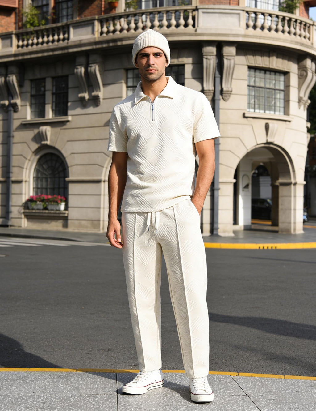 UOUA Mens Sweat Suits Set Tracksuit 2 Piece Outfits Short Sleeve Casual Sweatshirt & Loose Jogging Pants