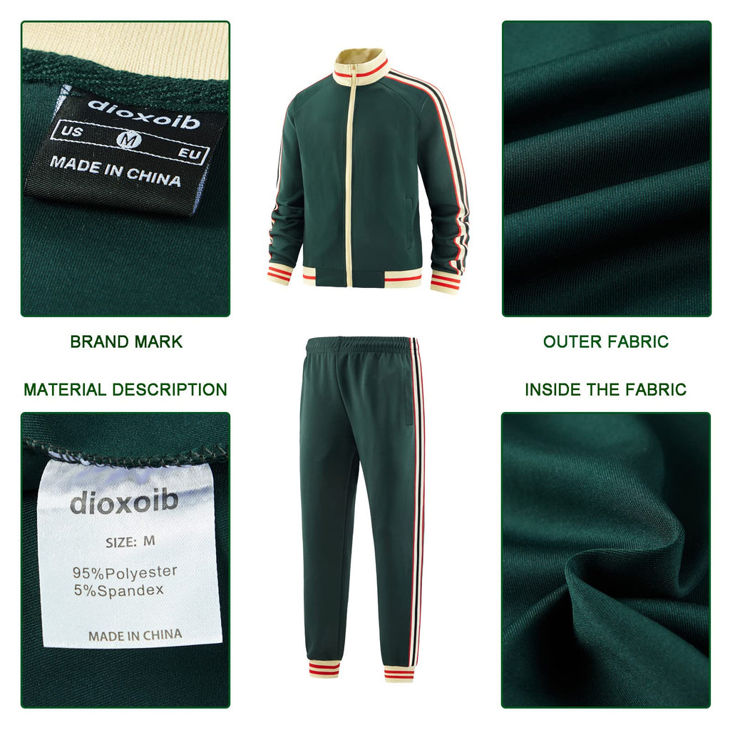 dioxoib Men Track Suits Sets Long Sleeve Full-zip Sweatsuit Active Jackets and Pants 2 Piece Outfits