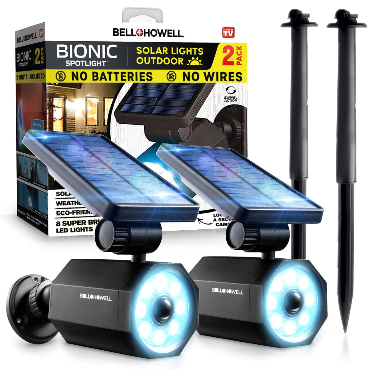 Bell+Howell Bionic Spotlight Solar Motion Lights, 2-Pack