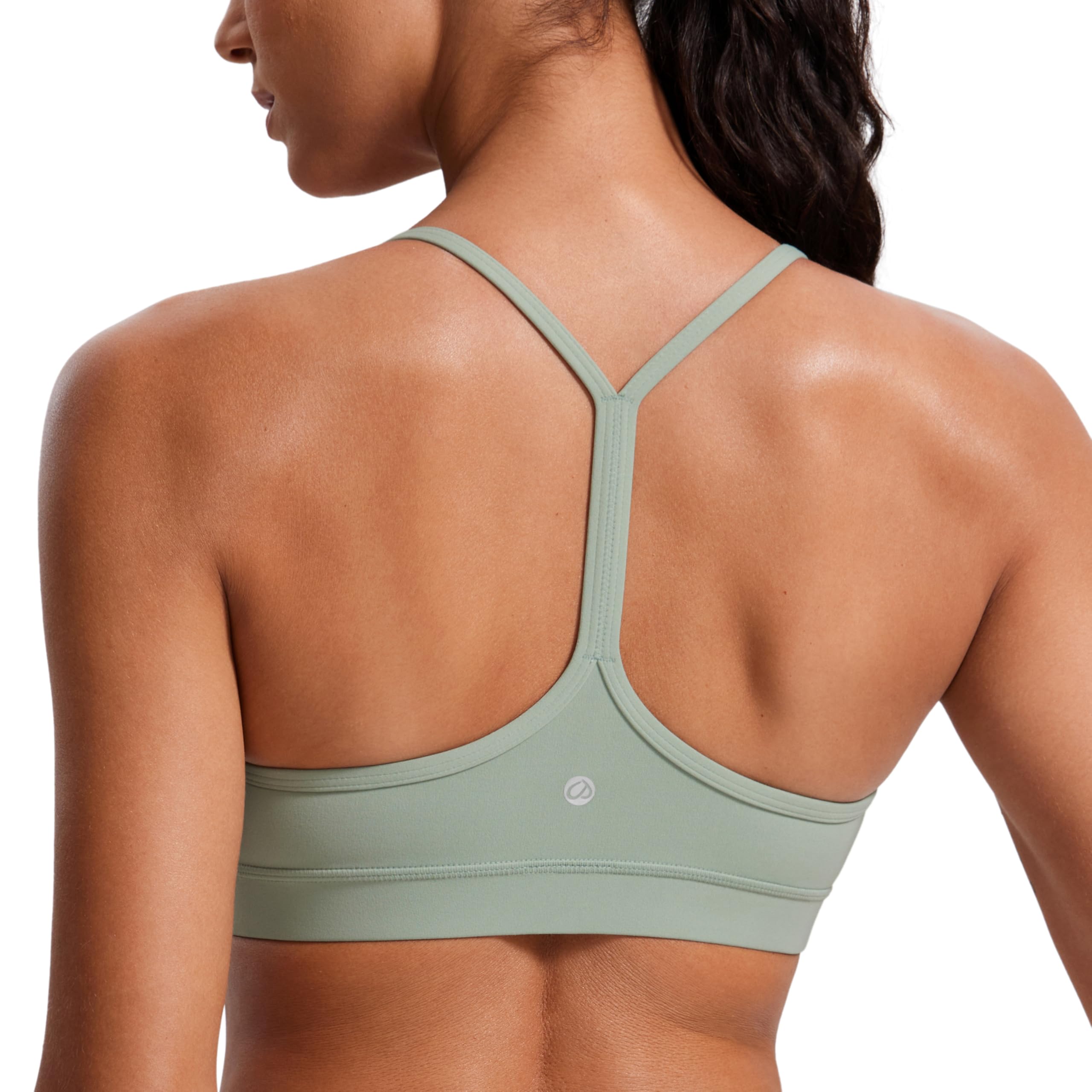 CRZ YOGA Butterluxe Y Back Sports Bras for Women - Padded Racerback Low Impact Spaghetti Thin Strap Workout Yoga Top