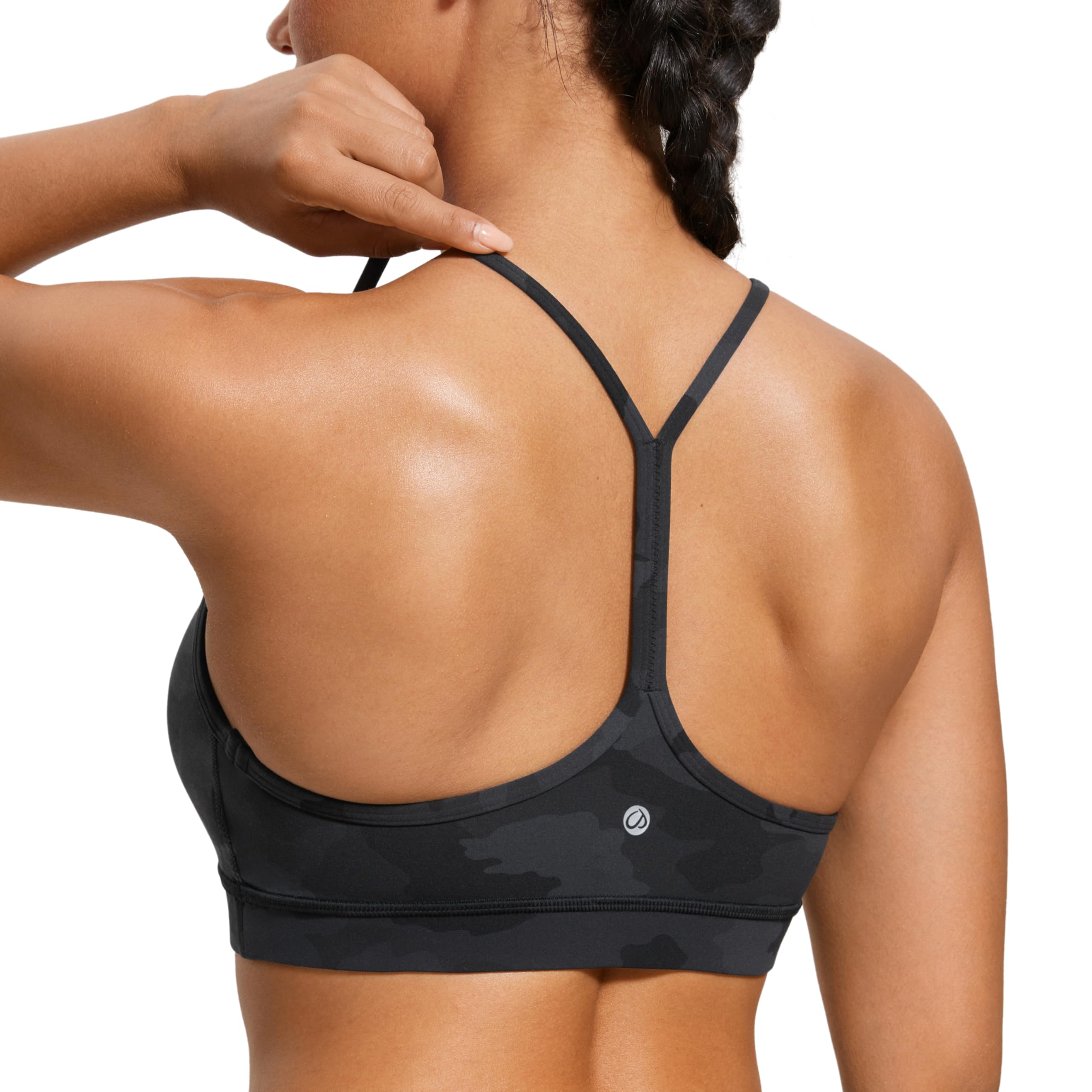 CRZ YOGA Butterluxe Y Back Sports Bras for Women - Padded Racerback Low Impact Spaghetti Thin Strap Workout Yoga Top