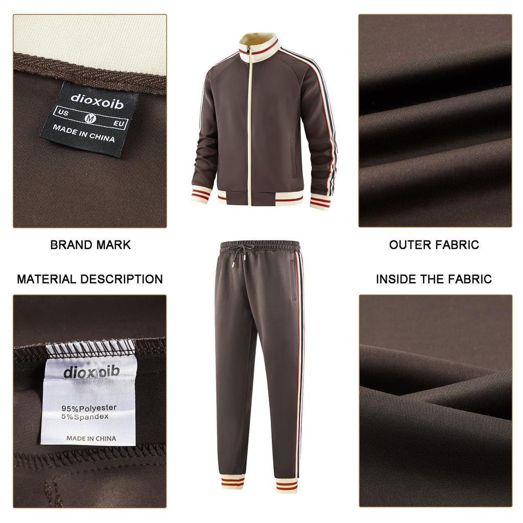 dioxoib Men Track Suits Sets Long Sleeve Full-zip Sweatsuit Active Jackets and Pants 2 Piece Outfits
