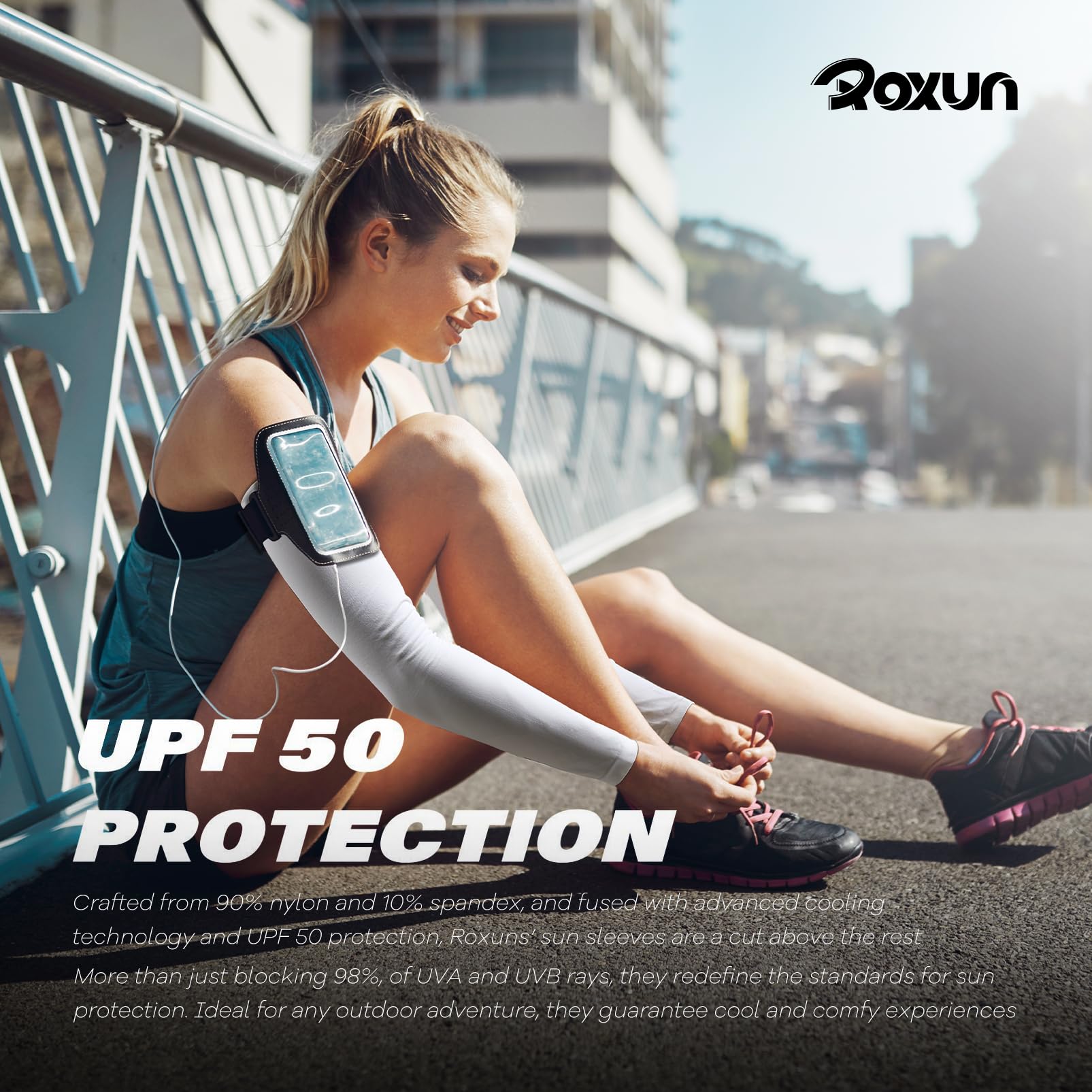 ROXUN Arm Sleeves, Cooling UV Sun Protection Sports Compression for Men/Women