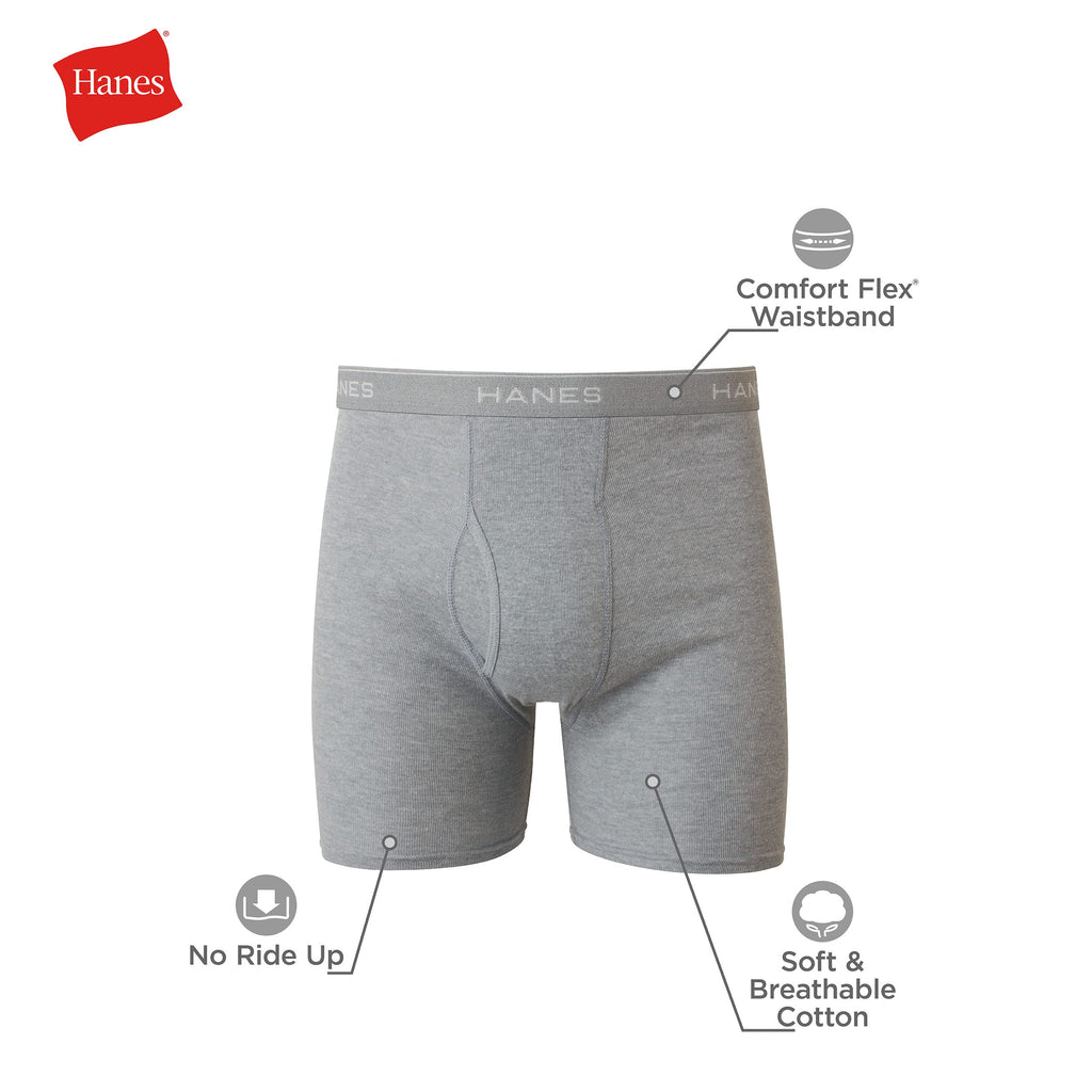 Hanes mens Underwear Boxer Briefs Pack, Cool & Breathable Cotton Moisture-wicking Underwear for Men, No Ride Up