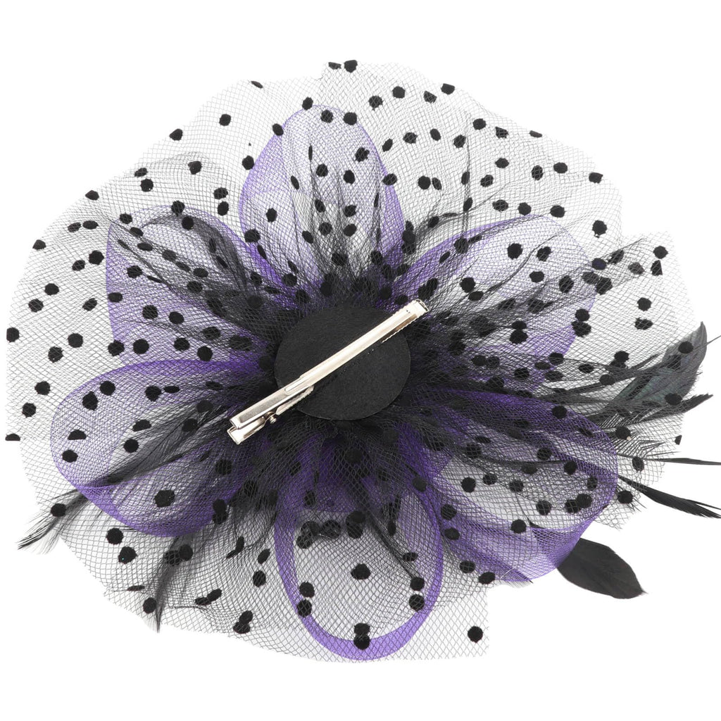 DRESHOW Fascinators Hat Flower Mesh Ribbons Feathers on a Headband and a Clip Tea Party Headwear for Girls and Women
