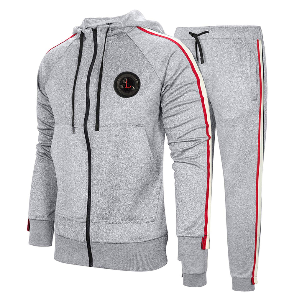 MANTORS Men's Hooded Athletic Tracksuit Full Zip Casual Jogging Gym Sweat Suits