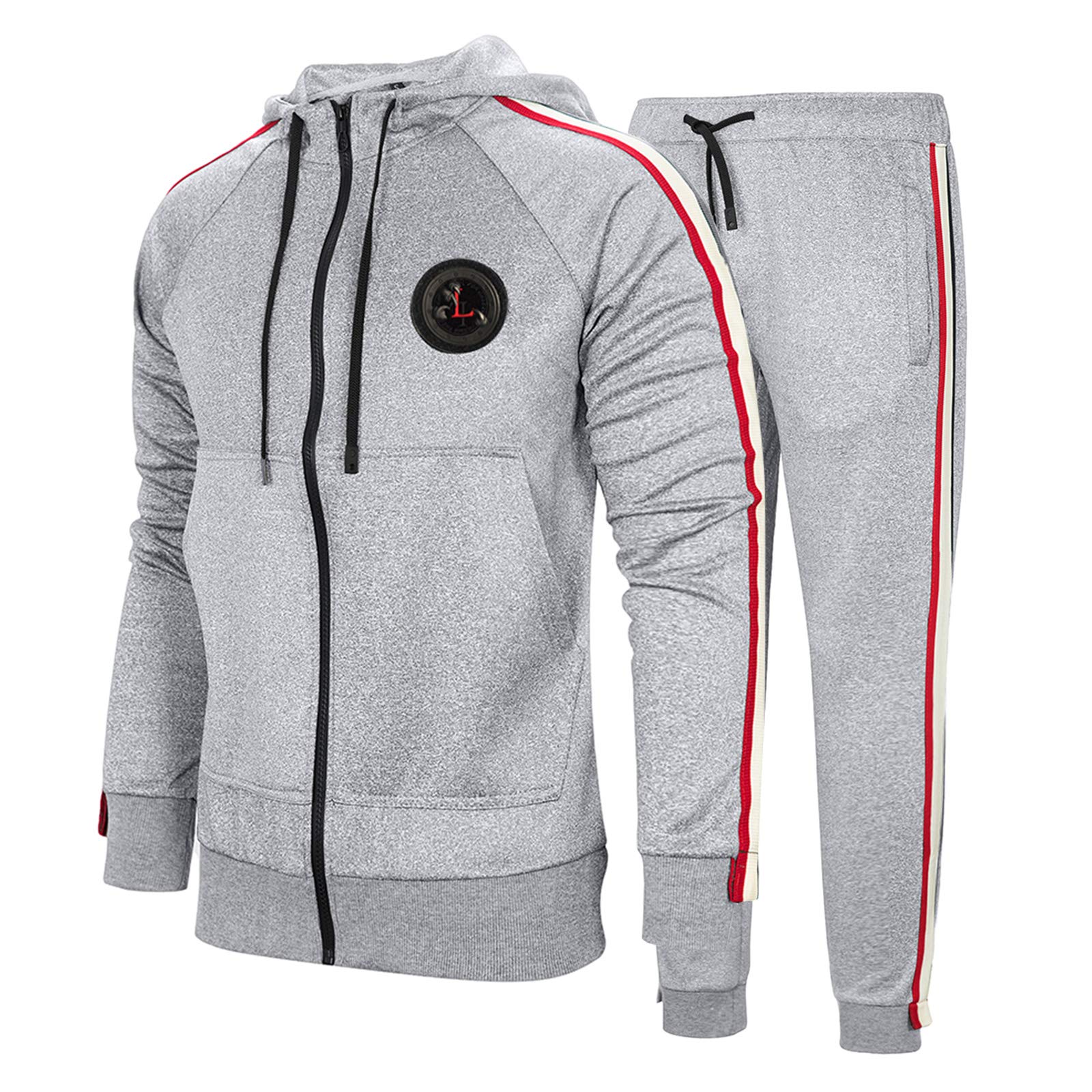 MANTORS Men's Hooded Athletic Tracksuit Full Zip Casual Jogging Gym Sweat Suits