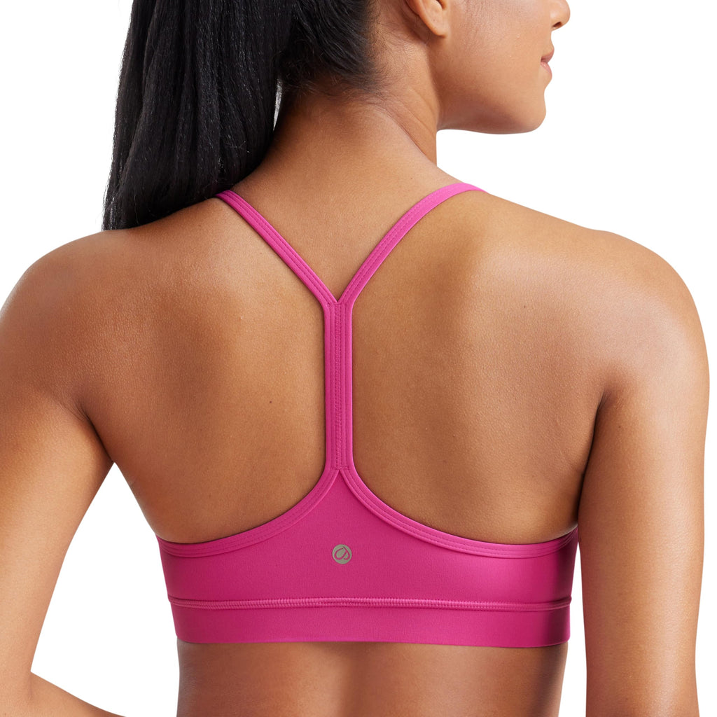 CRZ YOGA Butterluxe Y Back Sports Bras for Women - Padded Racerback Low Impact Spaghetti Thin Strap Workout Yoga Top