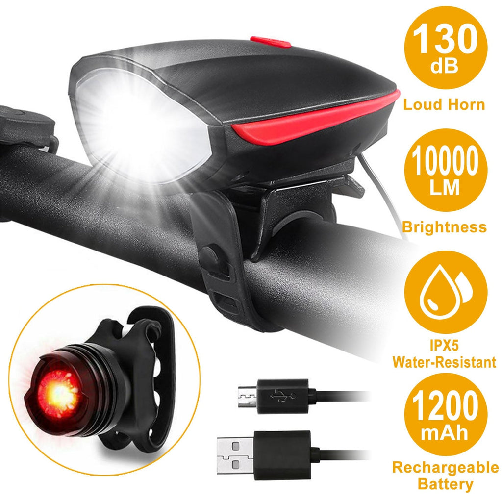 Bike Front & Rear Light with Horn – High-Brightness Safety