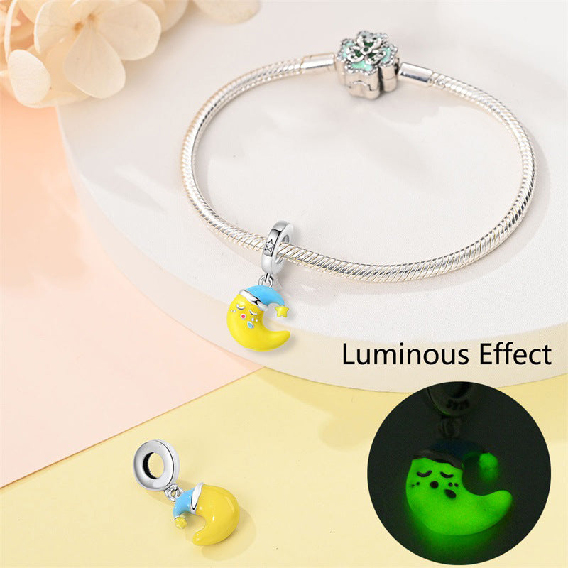 Blue Luminous Star And Moon DIY Pendant Bracelet Accessory