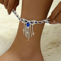 Cross-Border New Sexy And Fashionable Bow-Knot Water Drop Tassel Anklet For Women Beach Vacation Style Ankle Jewelry