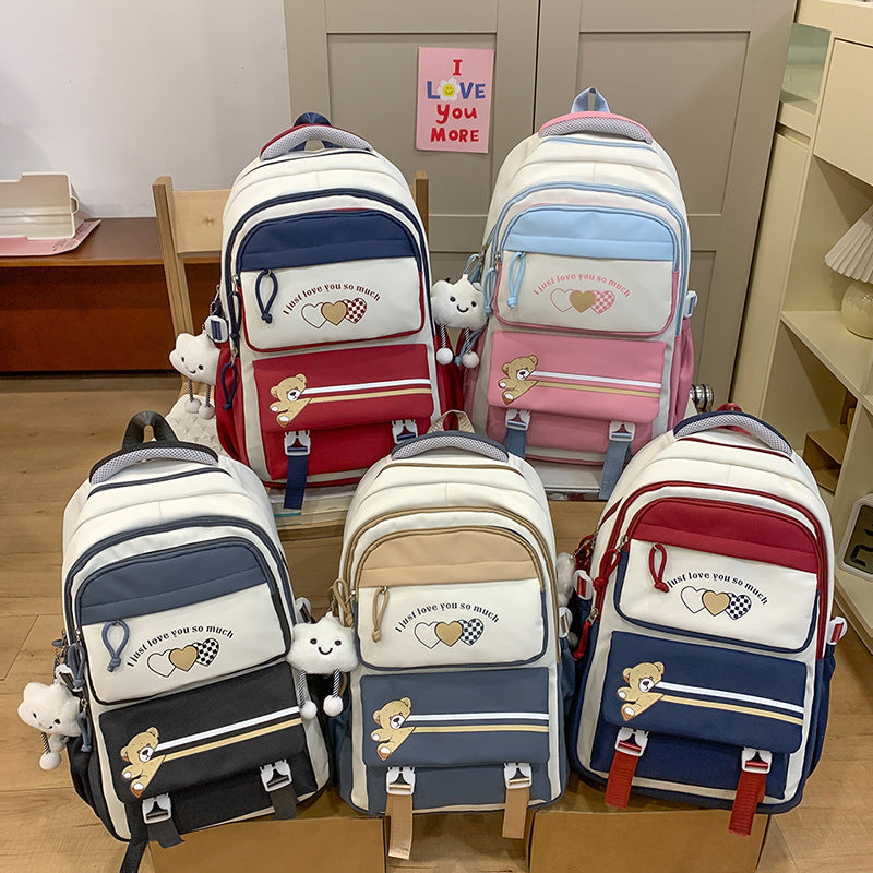 Student Portable Burden Alleviation Middle School High School Girl Large Capacity Backpack