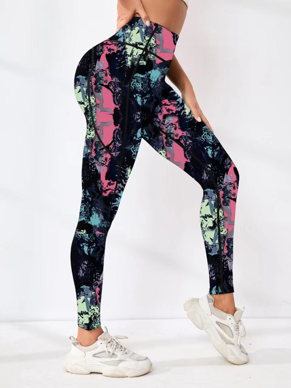 Cross-Border Yoga Pants Hot-Selling High-Waisted Leggings Fitness European And American Digital Print Butt-Lifting Slim-Fit Outdoor Sports Pants For Women
