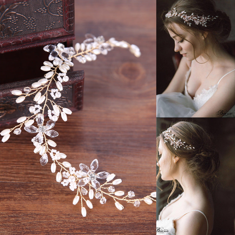 White Pearl Plate Hair Band Wedding Accessories Dress Bridal Headdress