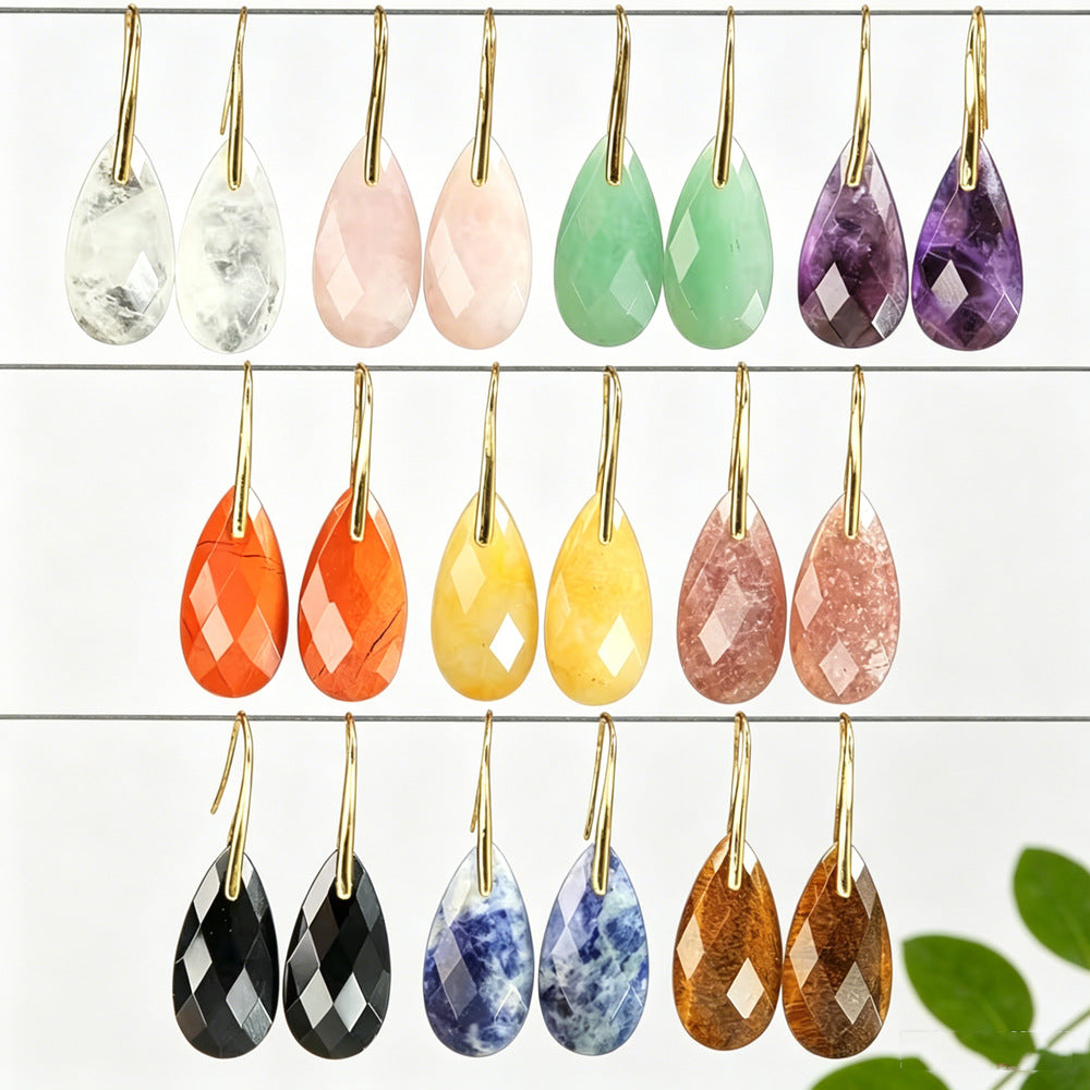 Cross-border Natural Stone Crystal Earrings