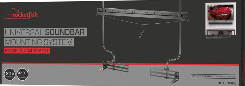 Rocketfish Universal Soundbar Mounting System - Black Soundbar Holder Compatible with 70" to 90" TVs - Adjustable Soundbar Bracket Mounting System - D