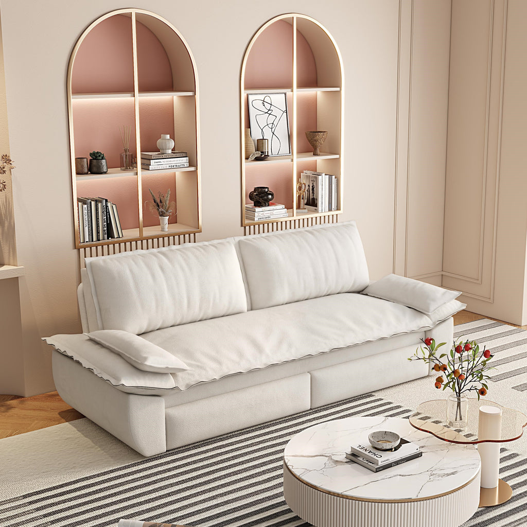 73.2" Queen Pull Out Sofa Bed - 3-in-1 Convertible Velvet Loveseat