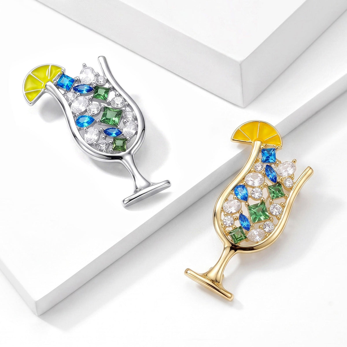 New Diamond-encrusted Wine Glass Brooch Decoration