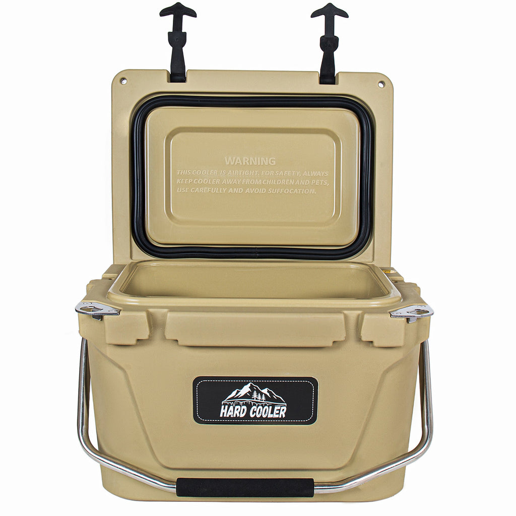 20 Quart Khaki Cooler, Ultra-Tough Hard Shell Ice Chest