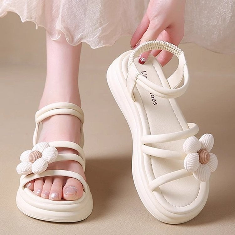 2025 Summer New Kids' Sandals, Comfortable Fashionable Casual Flower Design, Unisex Beach Shoes For Students And Children