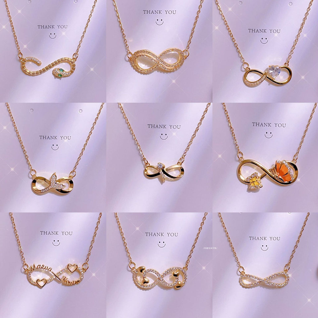 Titanium Steel Clavicle Chain Cross-border Explosions Lucky 8-character Pendant Necklace Women's Light Luxury Ins Wind Hundred Tower Manufacturers Wholesale Jewelry