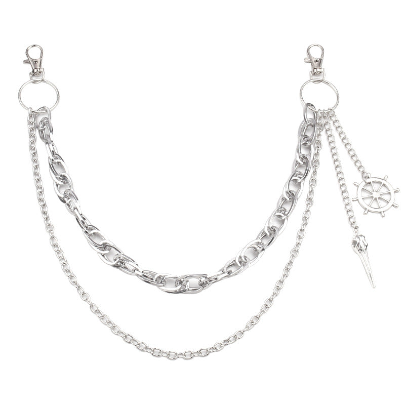Halloween Gothic Dark Pointed-Toe Pants Chain