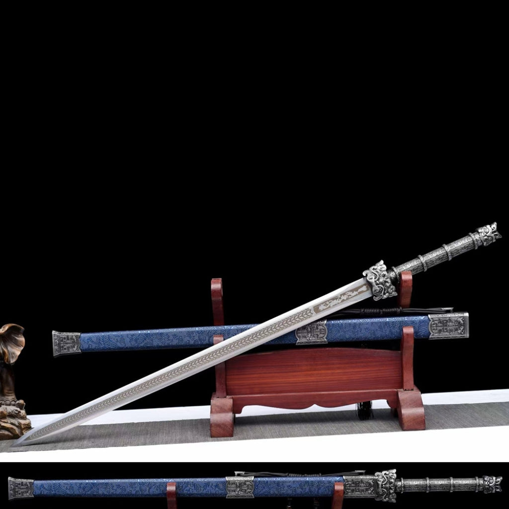 Ancient-Style Integral Tang-Style Sword Long Sword Manganese Steel Sword Blade Han-Style Sword Tang-Style Horizontal Saber, Cold Weapon Unsharpened