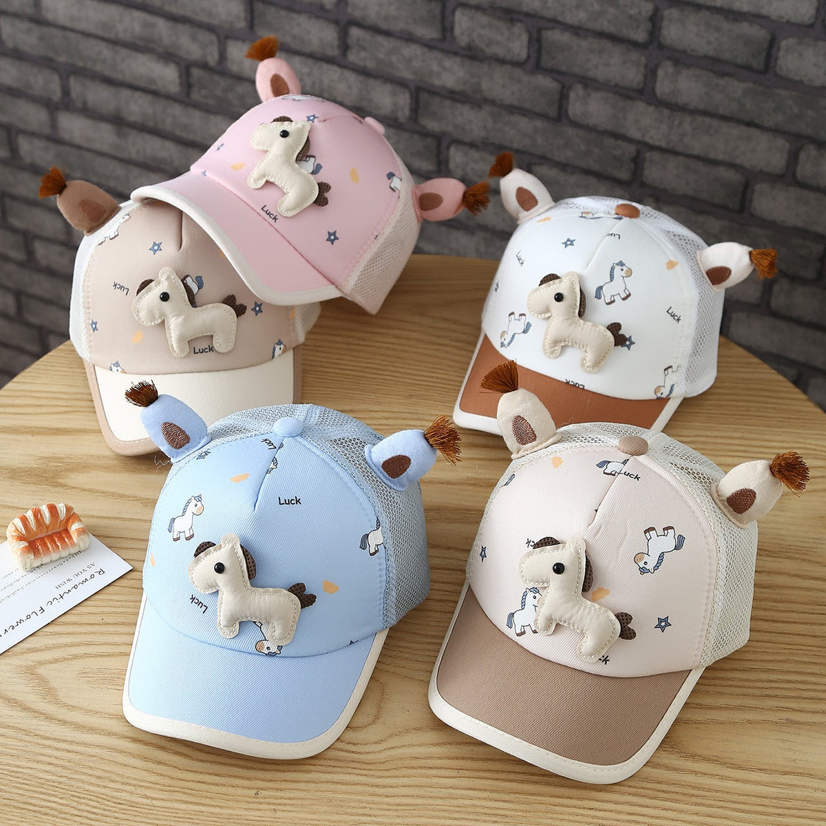 Summer Children's Hat Plush Pony Cartoon Net Fabric Breathable Sun Protection Baseball Cap Suitable For Both Boys And Girls For Daily Sun Protection And Outdoor Shading