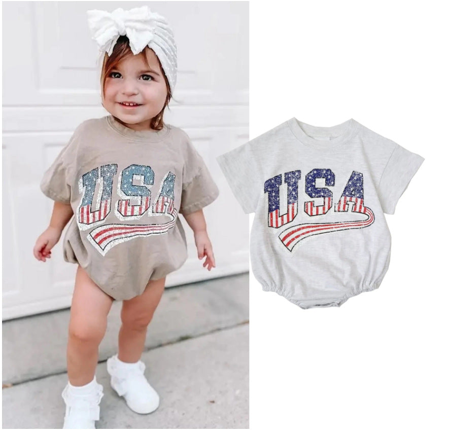 Fashion Baby Alphabet Short Sleeve Bodysuit