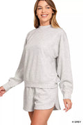 Zenana Scuba Long Sleeve Sweatshirt and Shorts Set