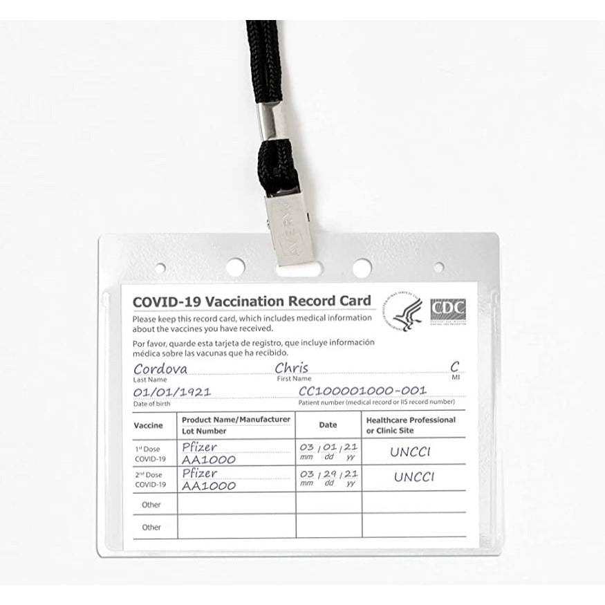 Avery CDC Vaccine Card Holders and Lanyards, 4" x 3", Landscape, 5 Prepunched ID Card Holders and Lanyards (02913)e