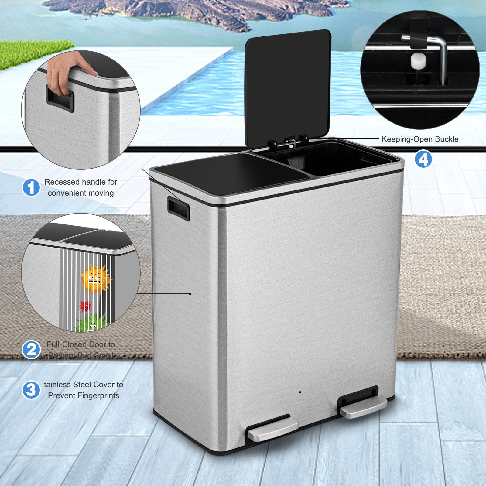 16 Gallon Dual Step Trash Can