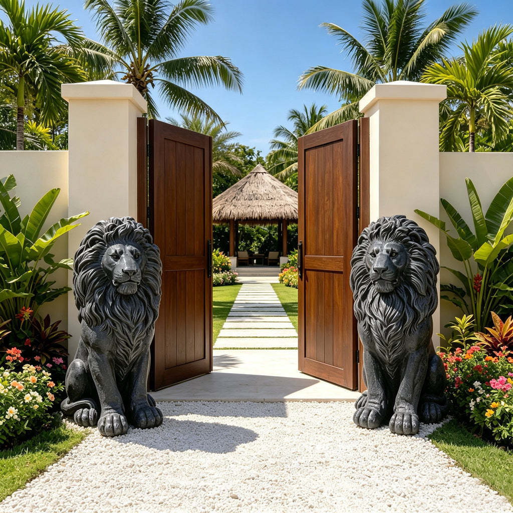 Elegant Sitting Lion Statue