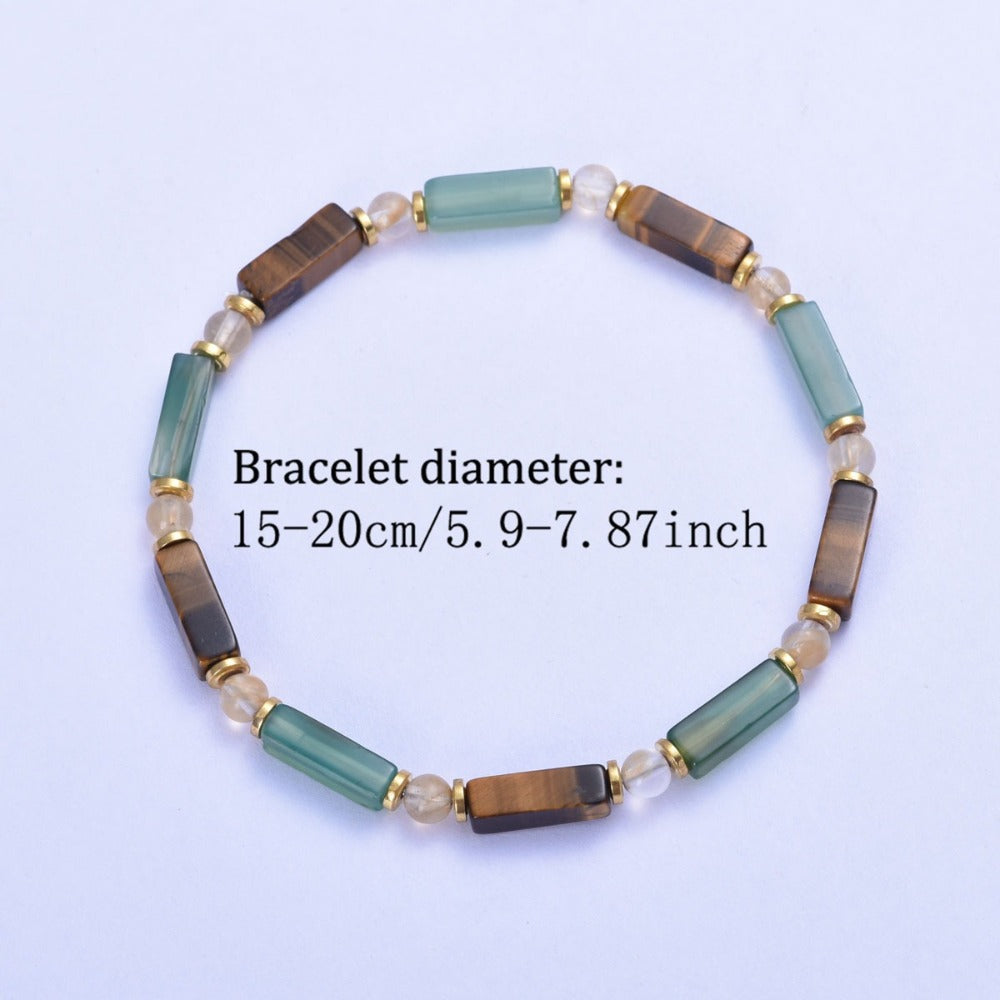 Tigers Eye And Green Aventurine Beaded Bracelet