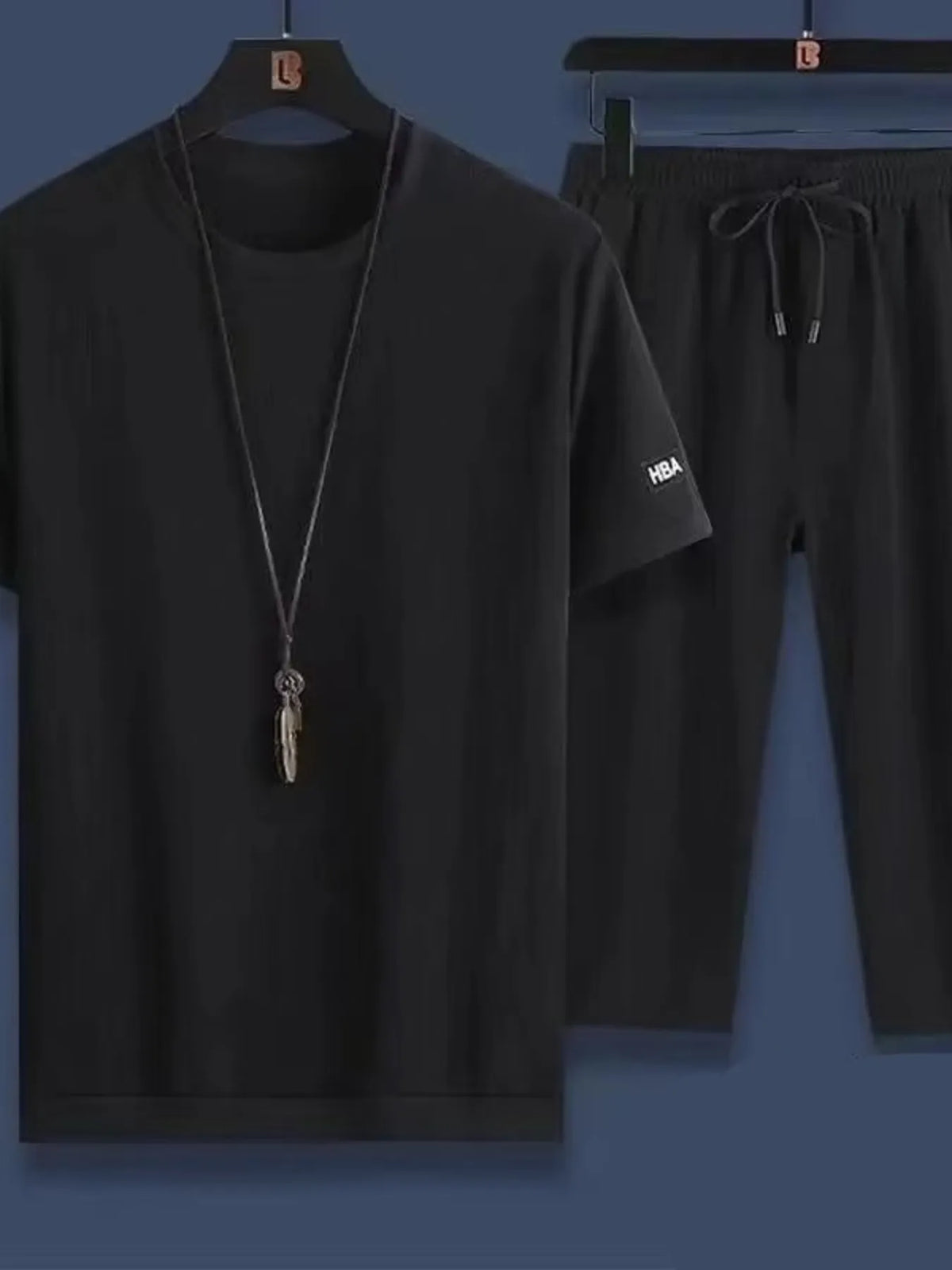 Men's Plus Size Round Neck Short Sleeve Top and Shorts Set